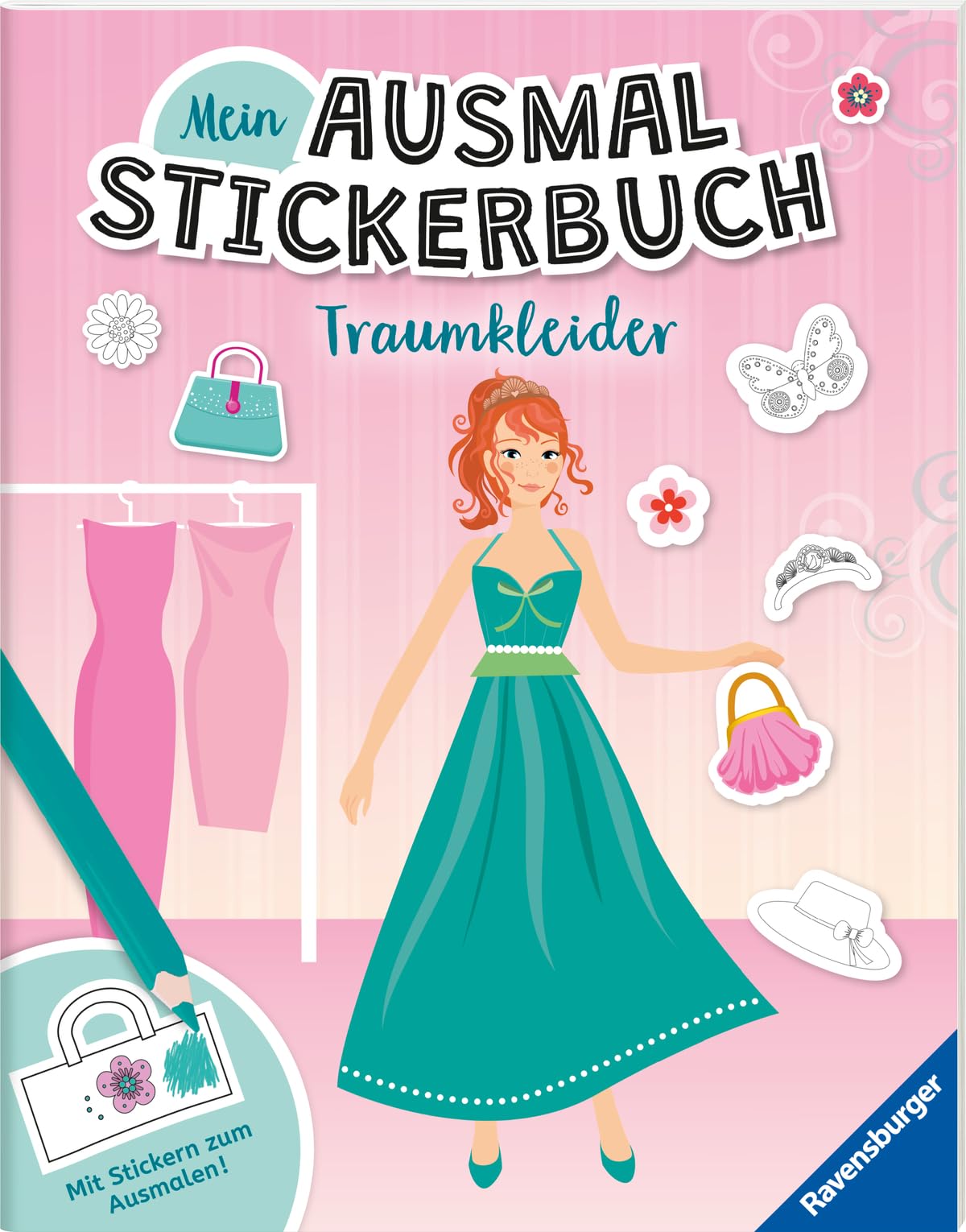 Ravensburger Mein Ausmalstickerbuch Traumkleider - Großes Buch mit über 300 Stickern, viele Sticker zum Ausmalen Tiptoi & Games