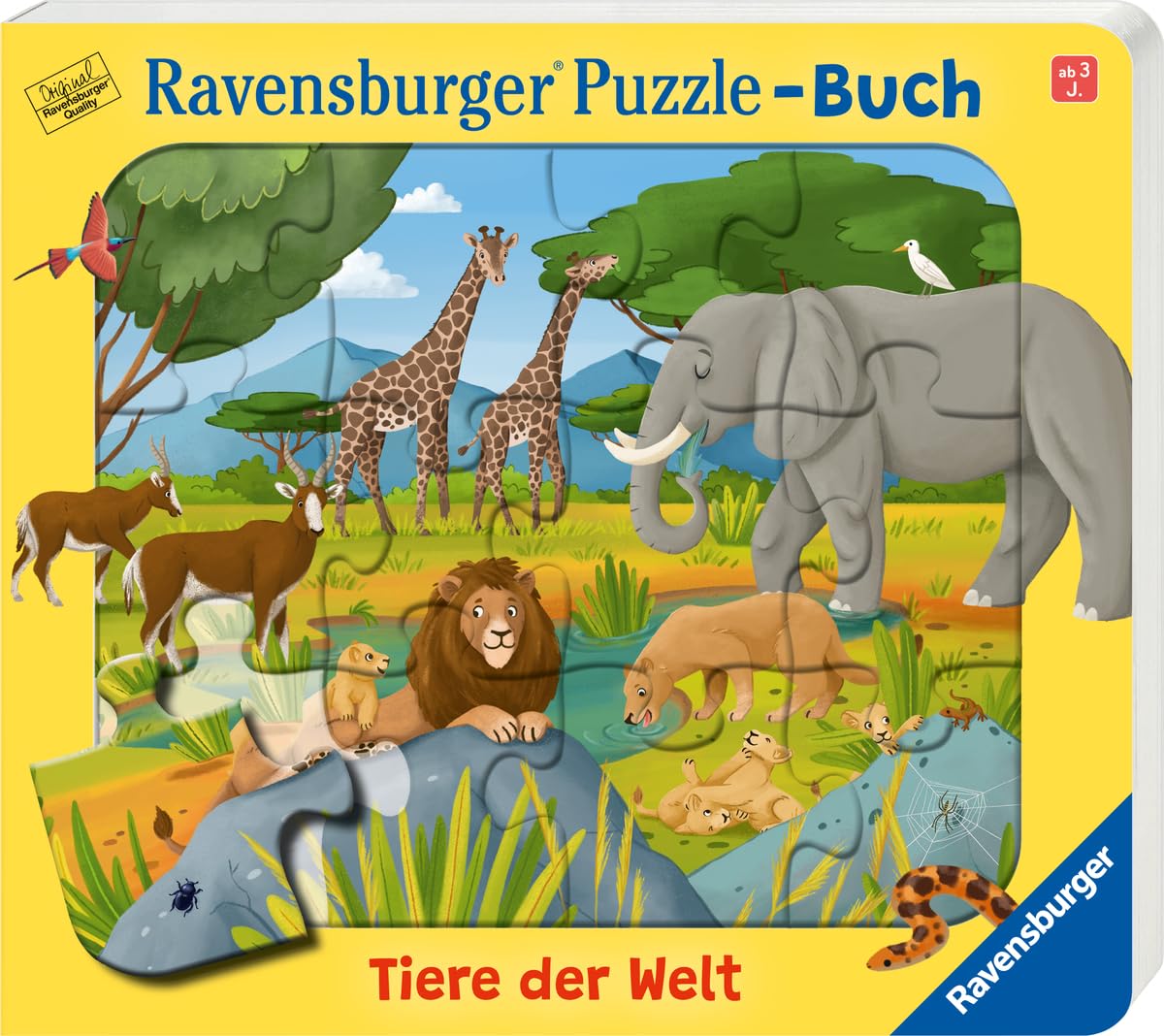 Ravensburger Puzzle-Buch: Tiere der Welt - Kinderbuch ab 3 Jahren, Puzzle mit 12 Teilen, Spielbuch, Wimmelbuch, Pappbilderbuch Business & Technology