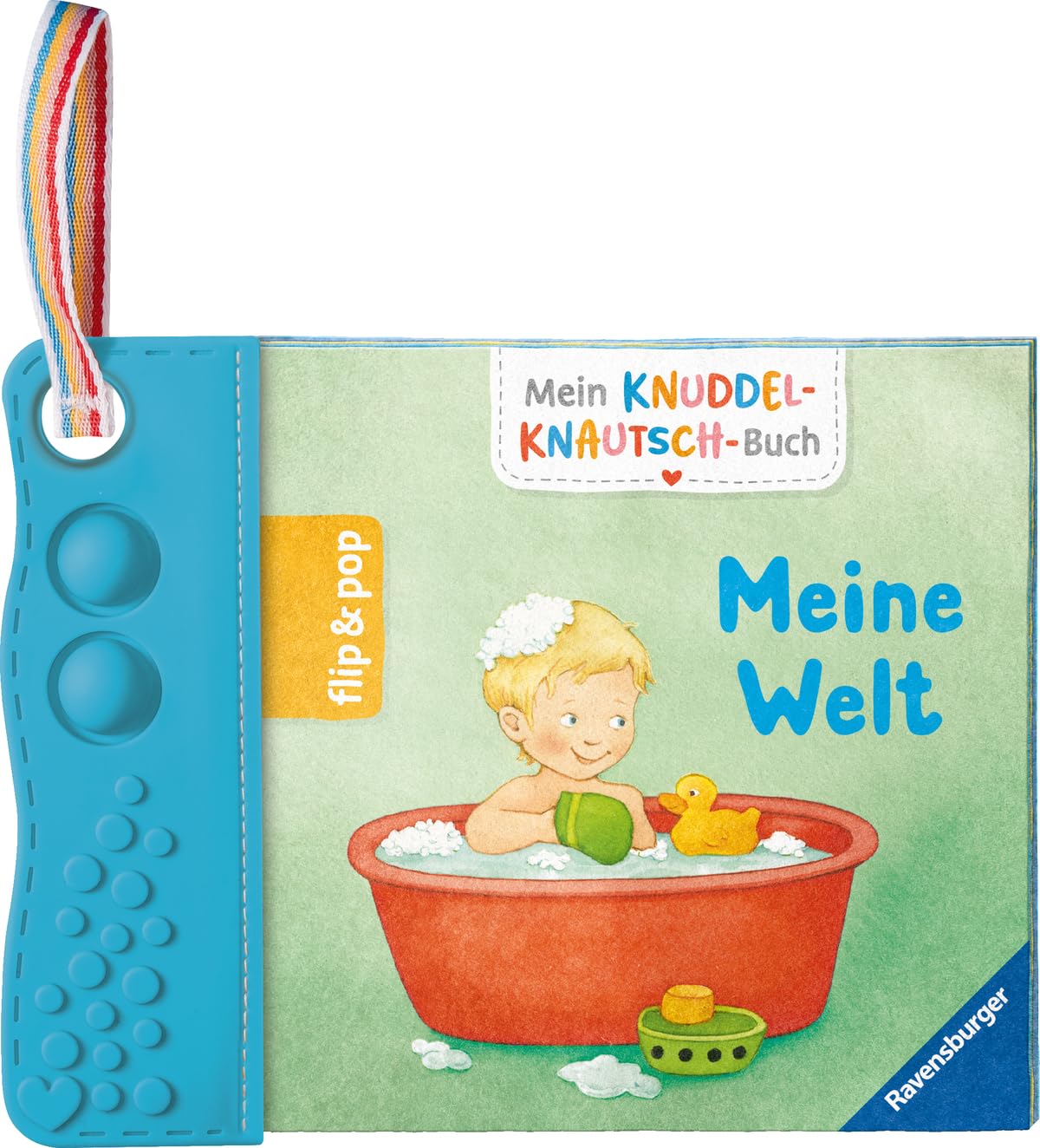 Mein Knuddel-Knautsch-Buch: flip&pop. Meine Welt (mit Pop-it Beißleiste); weiches Stoffbuch, waschbares Badebuch, Babyspielzug ab 0 Monate, Sensorik Spielzeug aus Silikon Health, Nutrition & Fitness