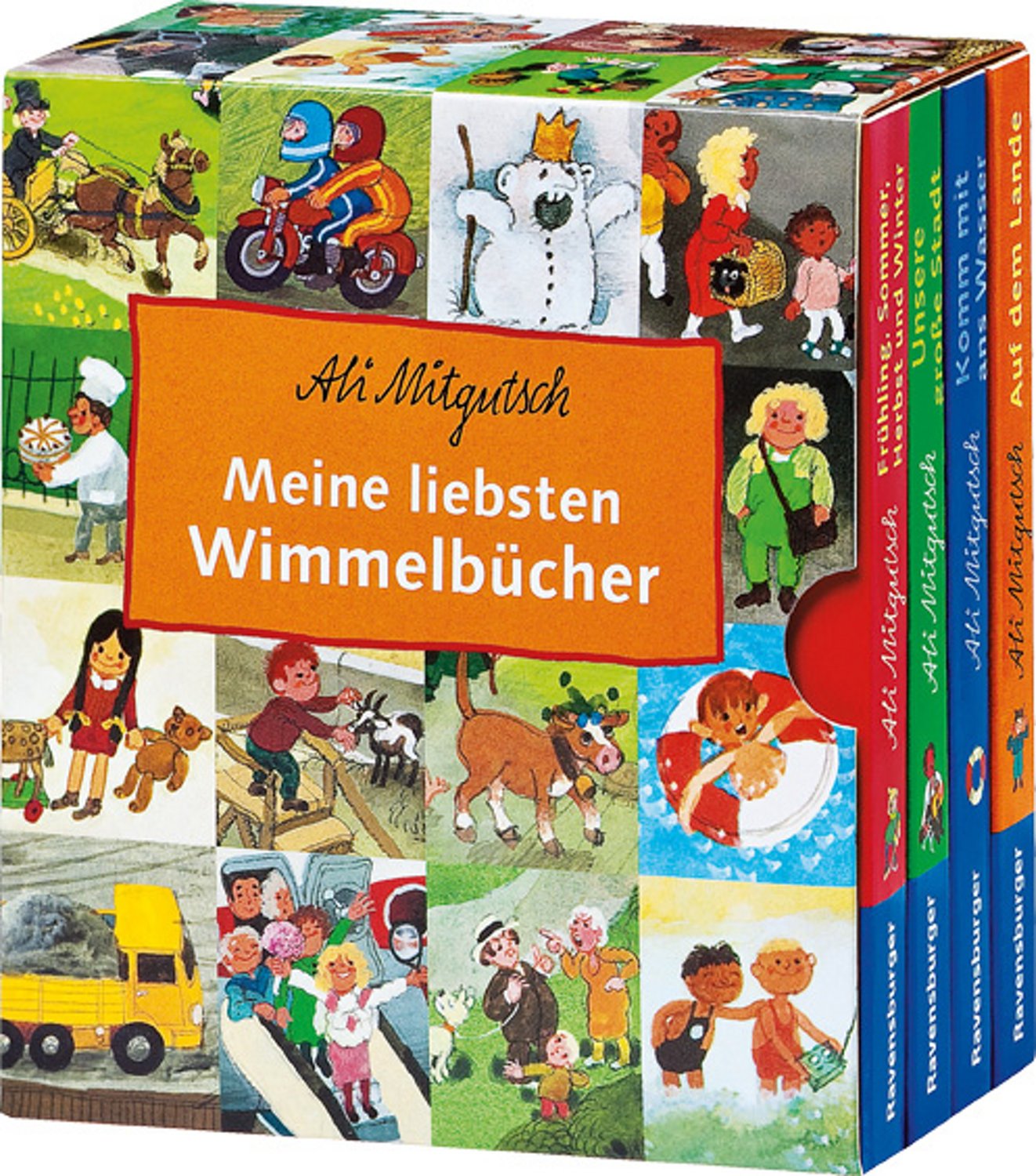 Meine liebsten Wimmelbücher: Komm mit aufs Wasser; Unsere große Stadt; Frühling, Sommer, Herbst und Winter; Auf dem Lande Children's books