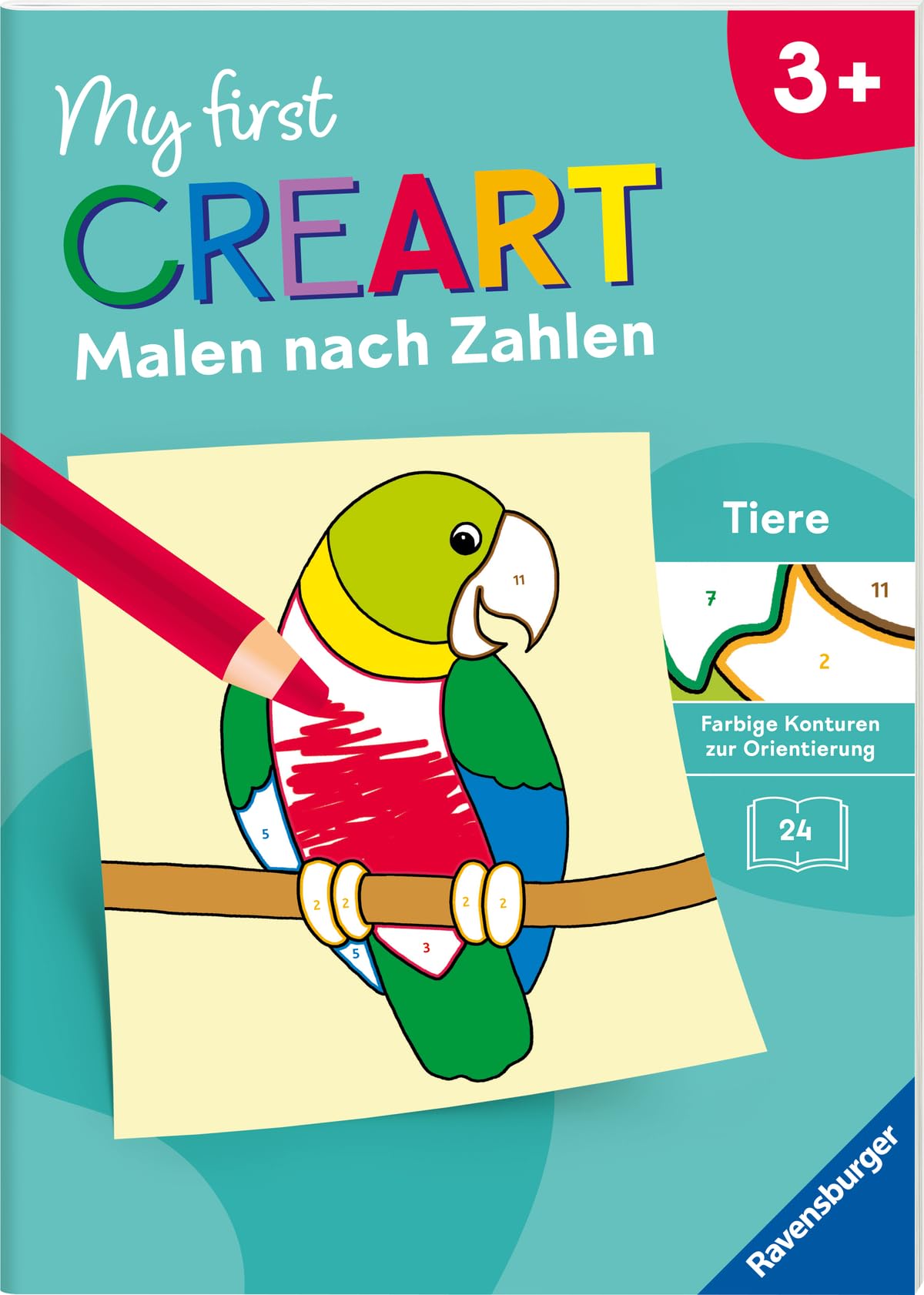 Ravensburger My first CreArt Malen nach Zahlen ab 3 - Tiere, Malbuch, 24 Motive Non-fiction