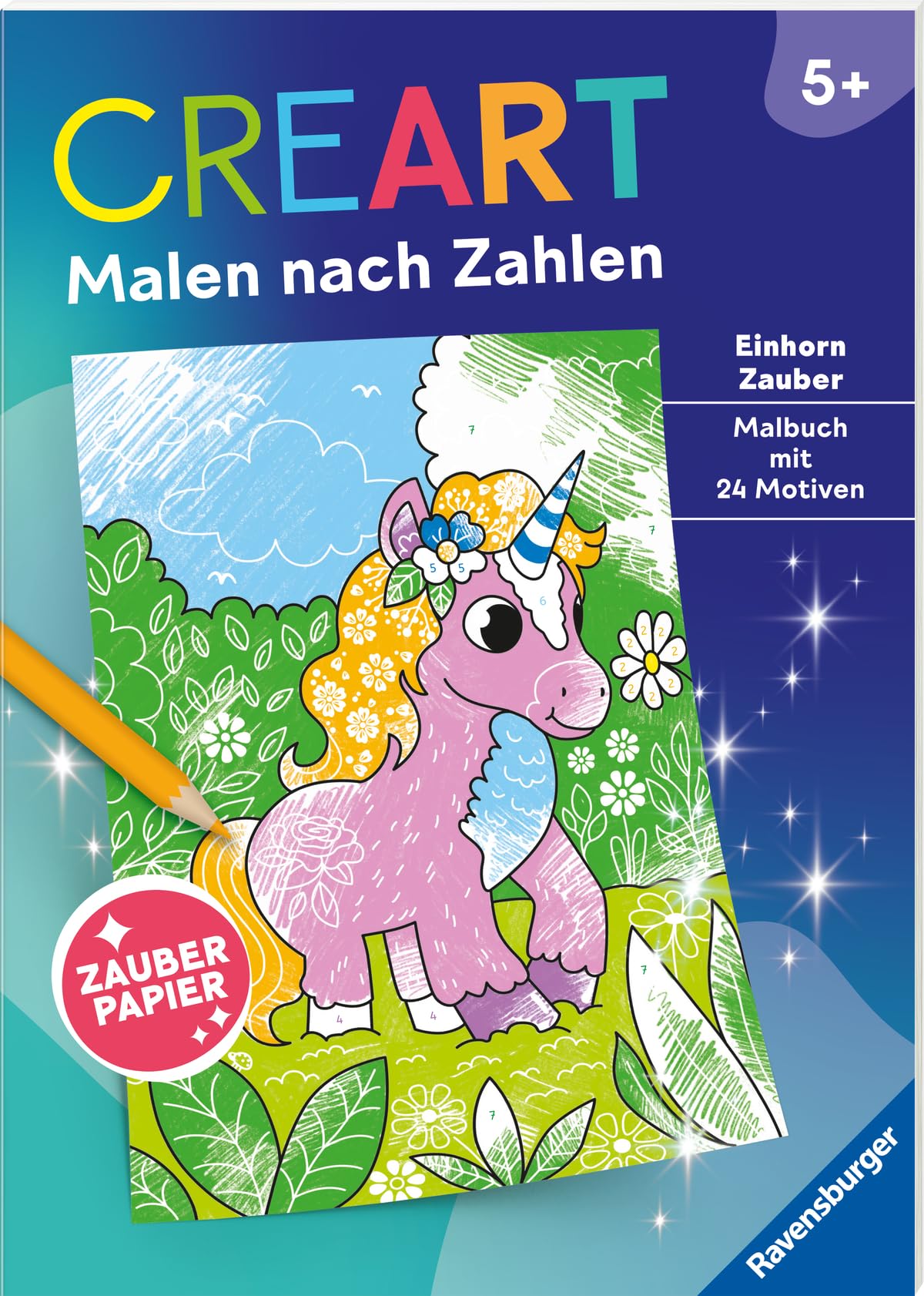CreArt Malen nach Zahlen ab 5 - Zauberpapier: Einhorn Zauber Non-fiction