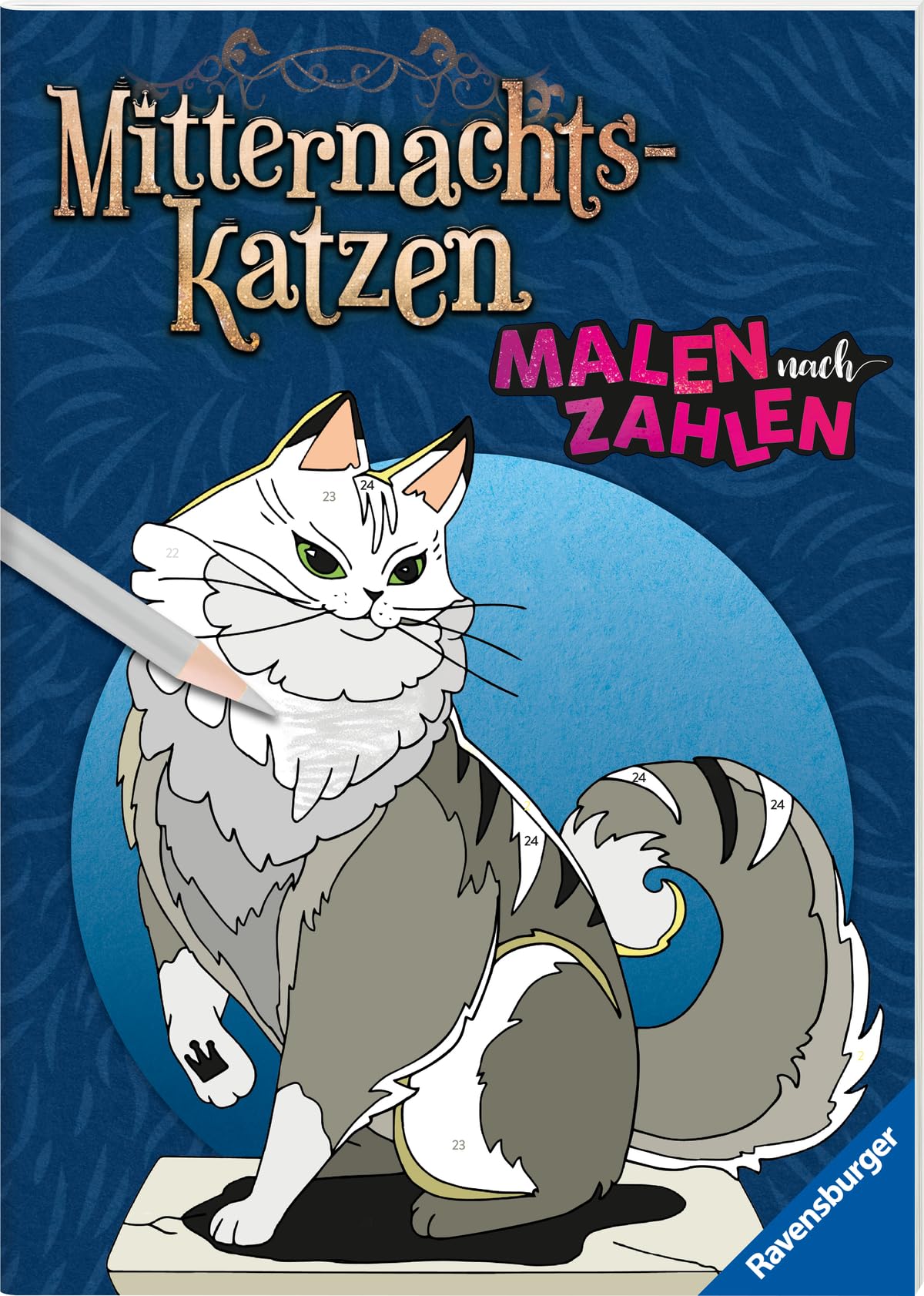 Ravensburger Malen nach Zahlen Mitternachtskatzen - 32 Motive abgestimmt auf Buntstiftsets mit 24 Farben (Stifte nicht enthalten) - Malbuch mit nummerierten Ausmalfeldern für fortgeschrittene Fans Parents & Children