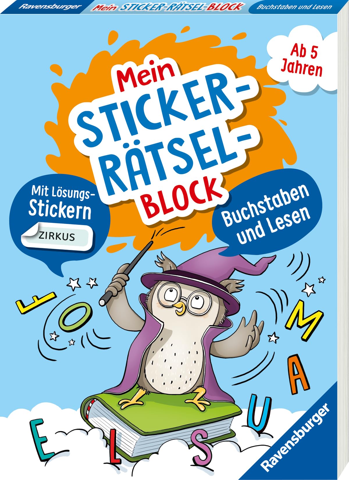 Ravensburger Mein Stickerrätselblock: Buchstaben und Lesen - Rätselblock ab 5 Jahre, spielerisch Buchstaben lernen, Lesen lernen, Sticker, ab Vorschule Parents & Children