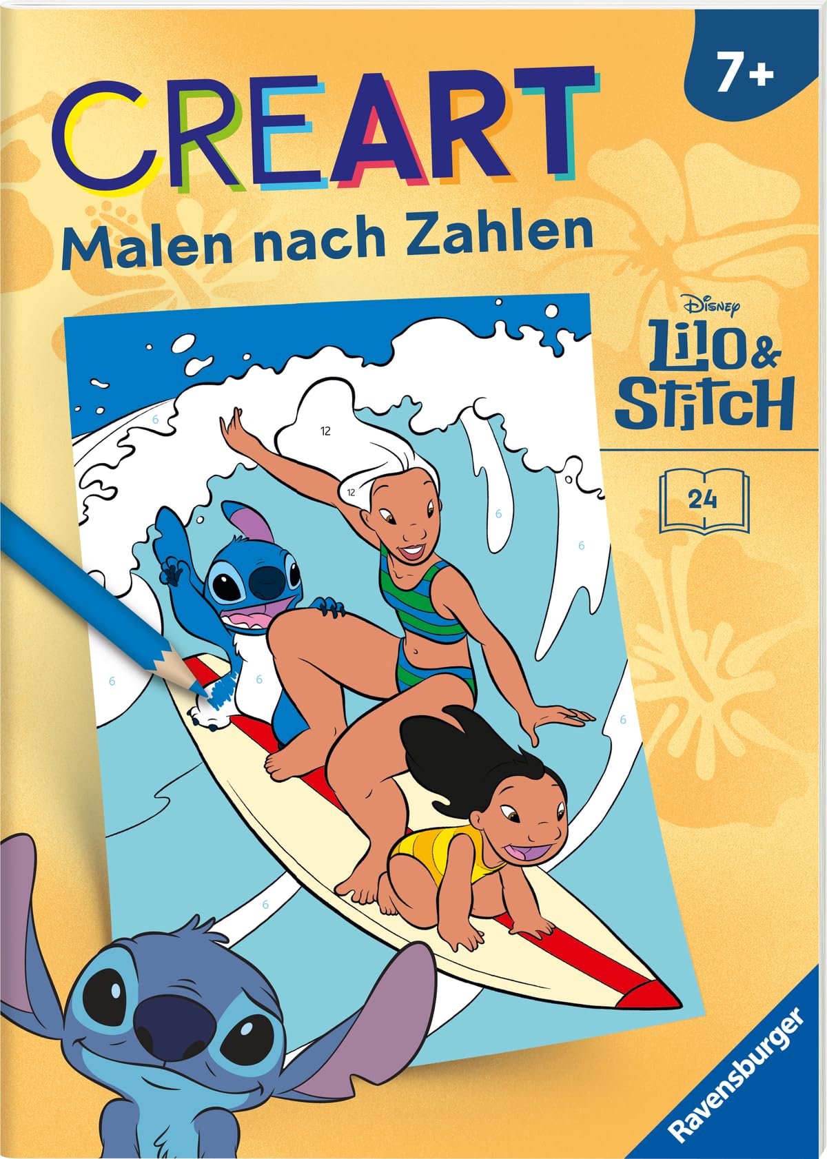 CreArt Malen nach Zahlen ab 7 Jahre Disney - Lilo & Stitch, Malbuch, 24 Seiten Non-fiction