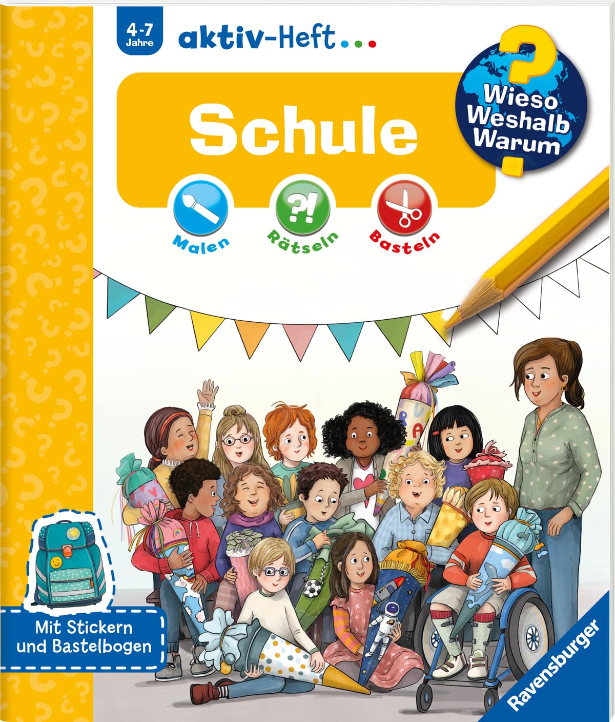 Wieso? Weshalb? Warum? aktiv-Heft - Schule (Malen, rätseln, basteln ab 4 Jahre - mit Stickern und Bastelbogen) Non-fiction