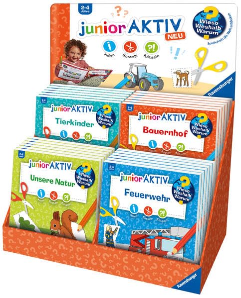 Verkaufs-Kassette "Wieso? Weshalb? Warum? junior AKTIV": Bauernhof / Feuerwehr / Unsere Natur / Tierkinder Children's books