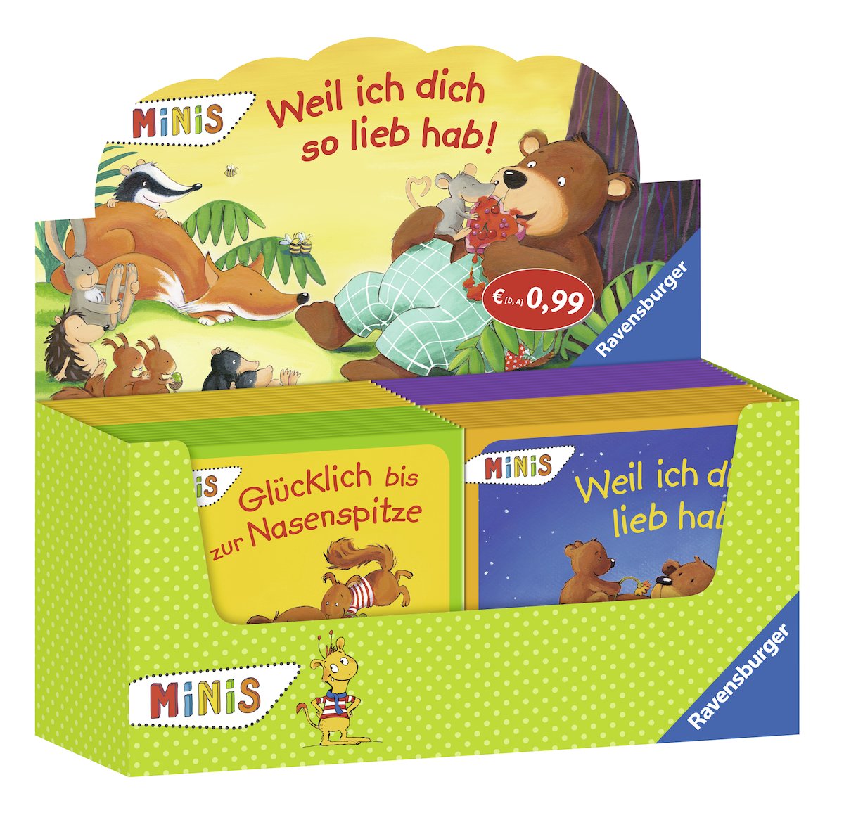Verkaufs-Kassette "Ravensburger Minis 89 - Weil ich dich so lieb hab": Weil ich dich lieb hab / Weil ich immer bei dir bin / Mausebär ich mag dich sehr / Glücklich bis zur Nasenspitze Children's books