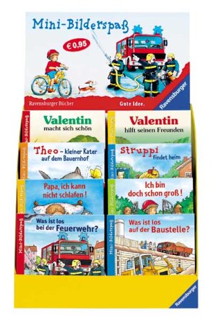 Ravensburger Mini-Bilderspass - Verkaufskassette: Was ist los auf der Baustelle? /Was ist los bei der Feuerwehr /Ich bin doch schon gross /Papa, ich ... heim /Theo - kleiner Kater auf dem Bauernhof Books