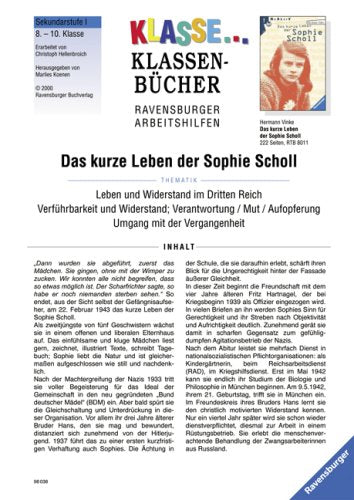 Materialien zur Unterrichtspraxis - Hermann Vinke: Das kurze Leben der Sophie Scholl Inspiring women