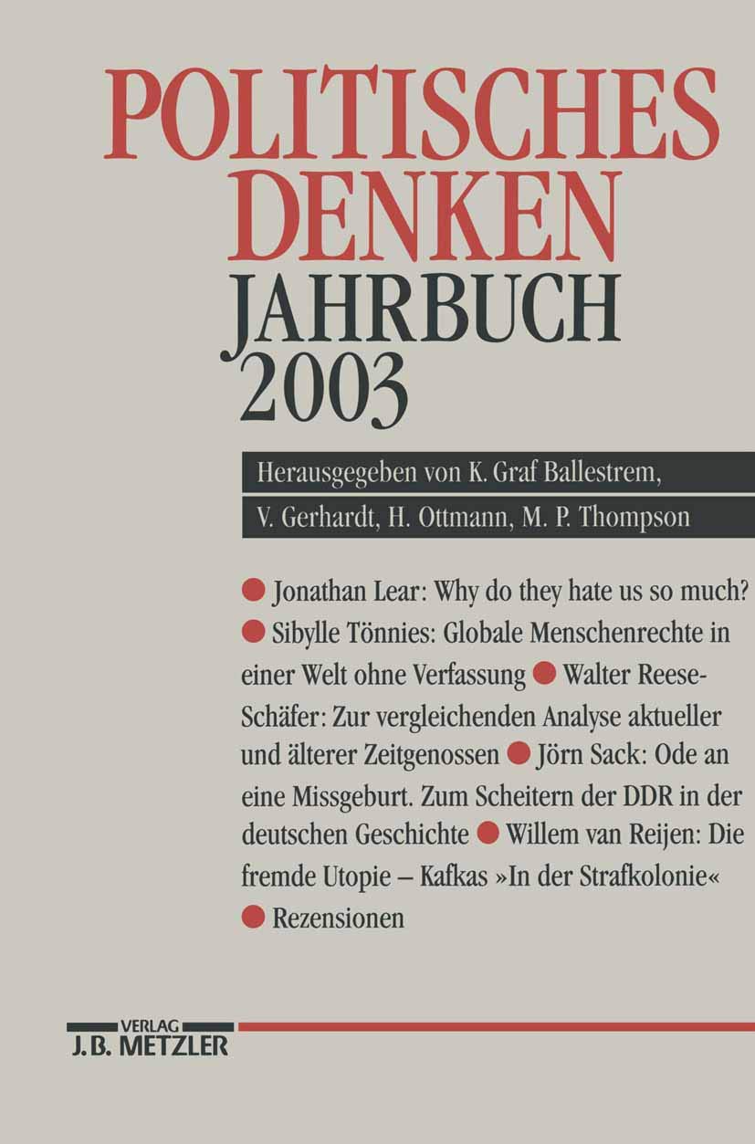 Politisches Denken: Jahrbuch 2003 Philosophy
