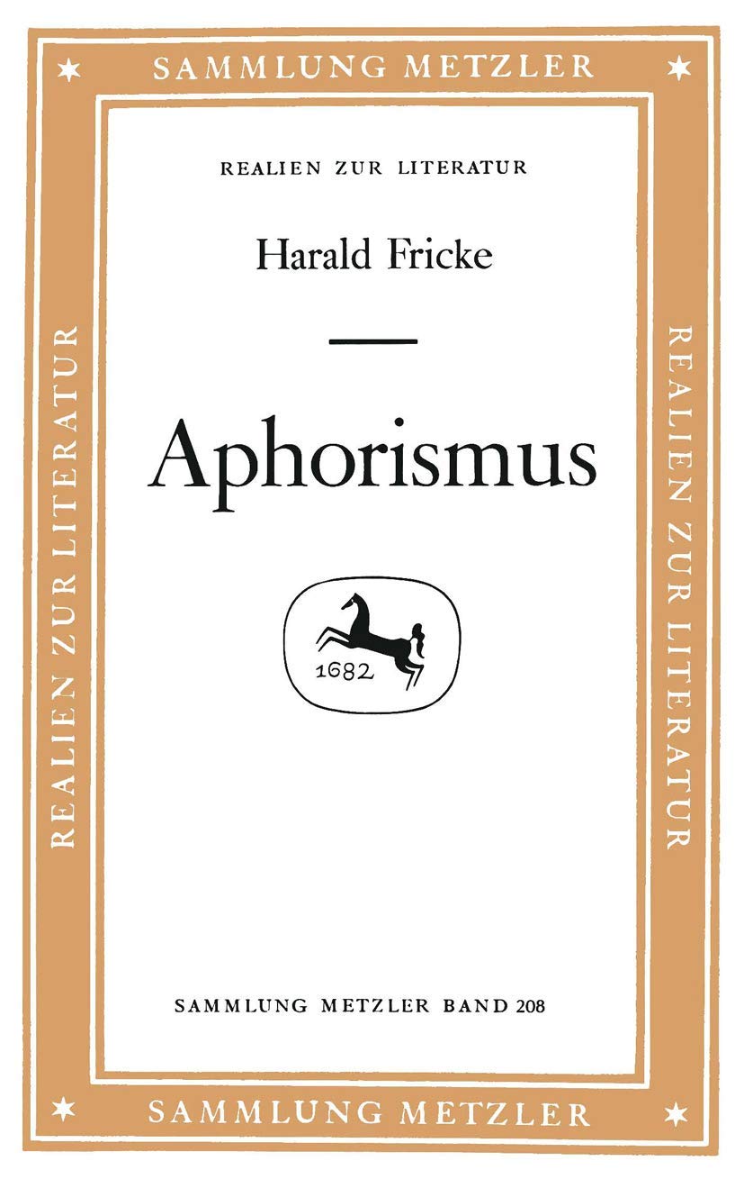 Product Image: Aphorismus (Sammlung Metzler)