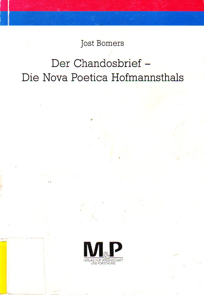 Der Chandosbrief - Die Nova Poetica Hofmannsthals (M & P-Schriftenreihe für Wissenschaft und Forschung: Wirtschaftswissenschaften) Books