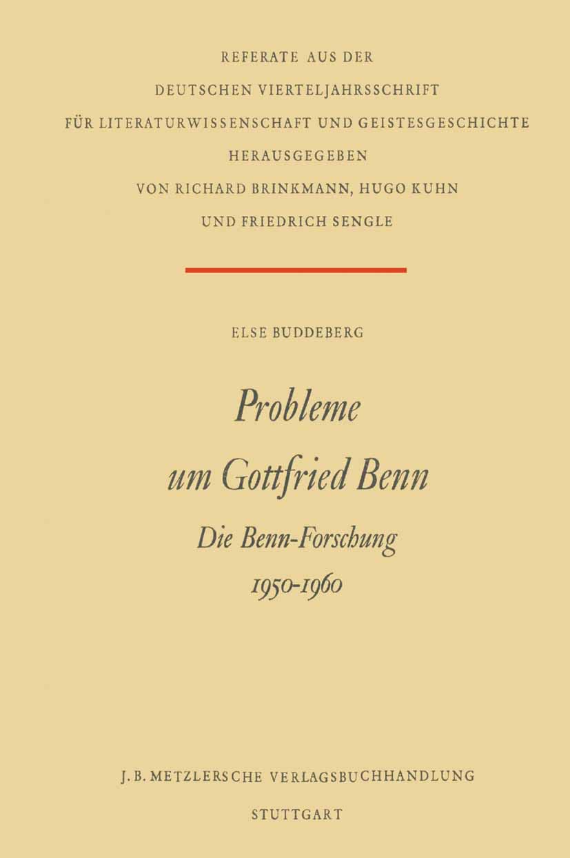 Probleme um Gottfried Benn: Die Benn-Forschung 1950–1960 Law