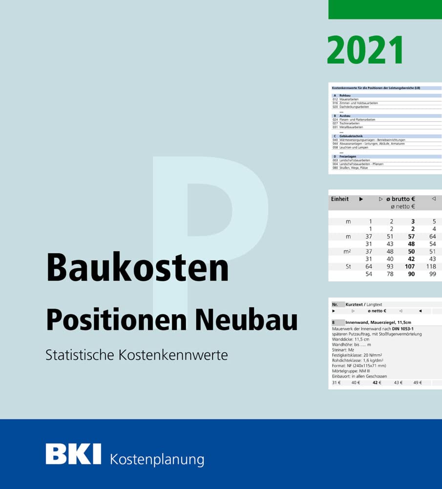 BKI Baukosten Positionen Neubau 2021 Architecture