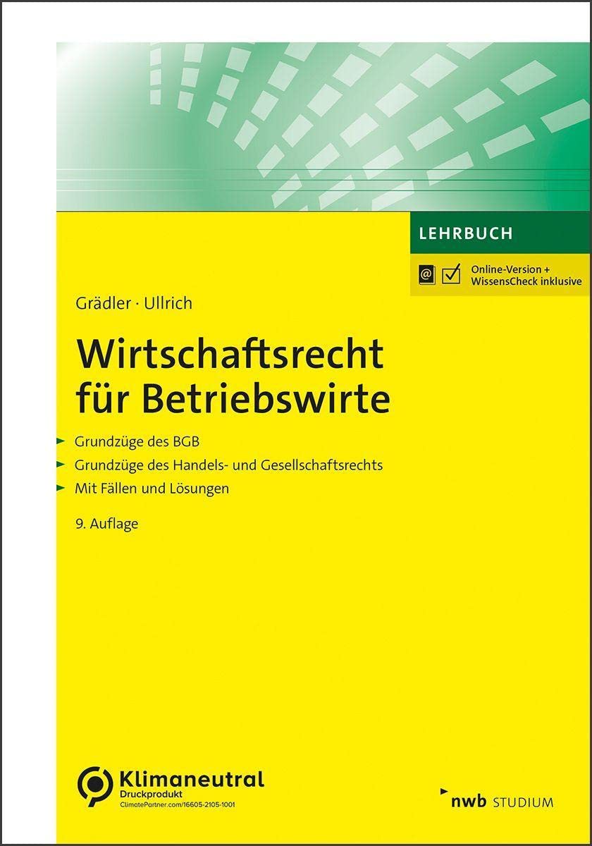 Wirtschaftsrecht für Betriebswirte Law