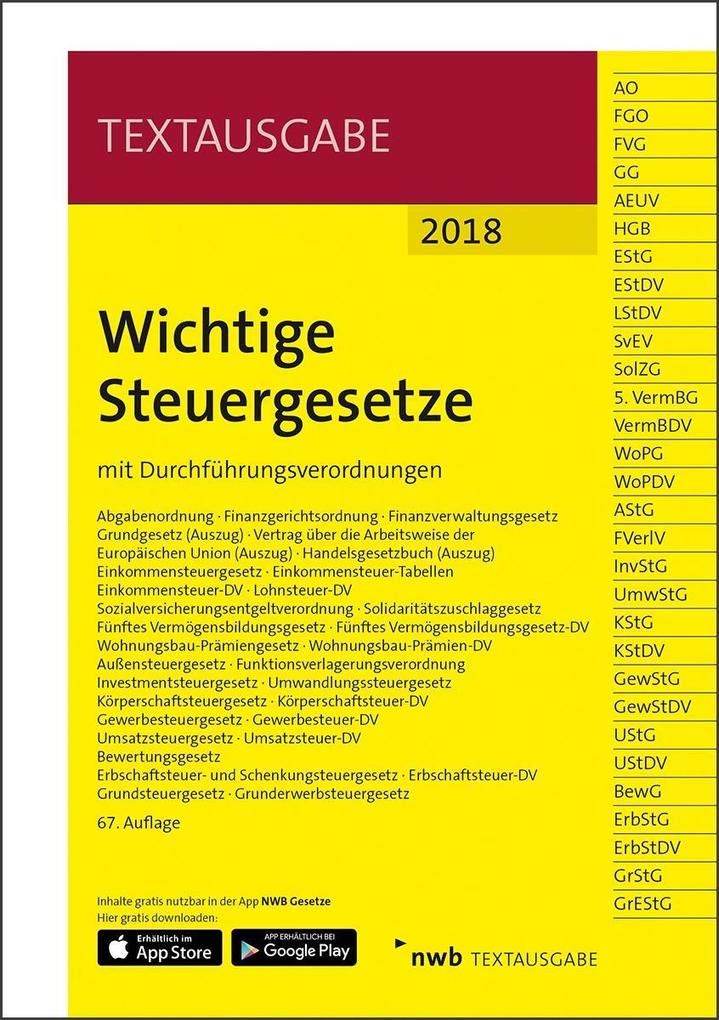 Wichtige Steuergesetze Law