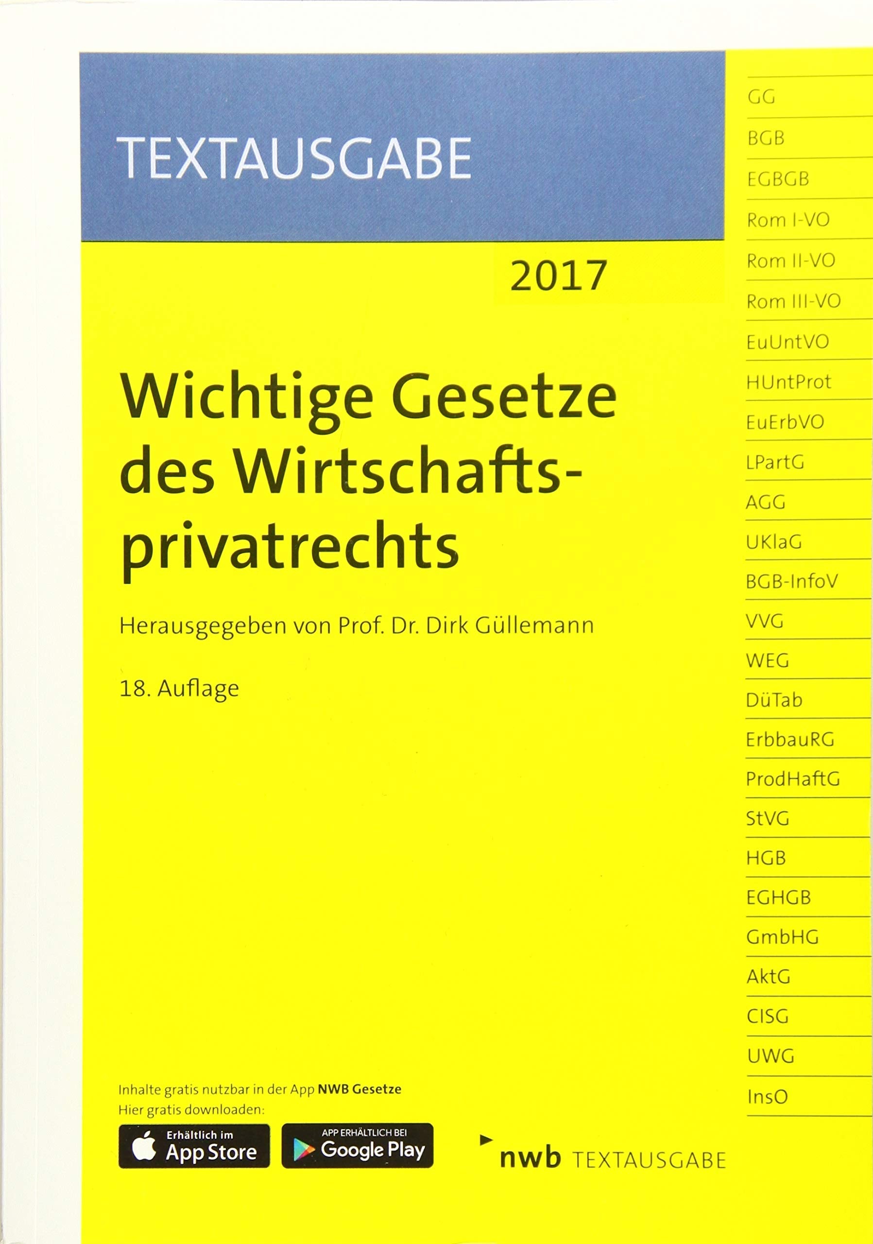 Wichtige Gesetze des Wirtschaftsprivatrechts Law