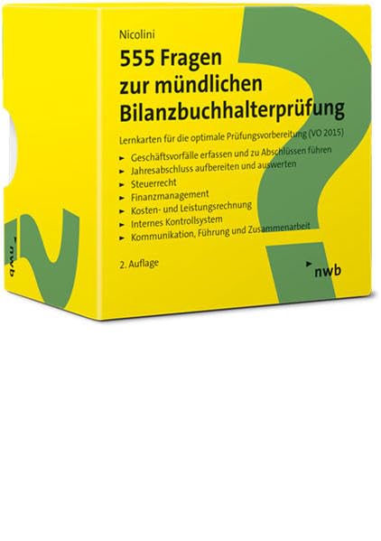 555 Fragen zur mündlichen Bilanzbuchhalterprüfung: Lernkarten für die optimale Prüfungsvorbereitung (VO 2015) Law
