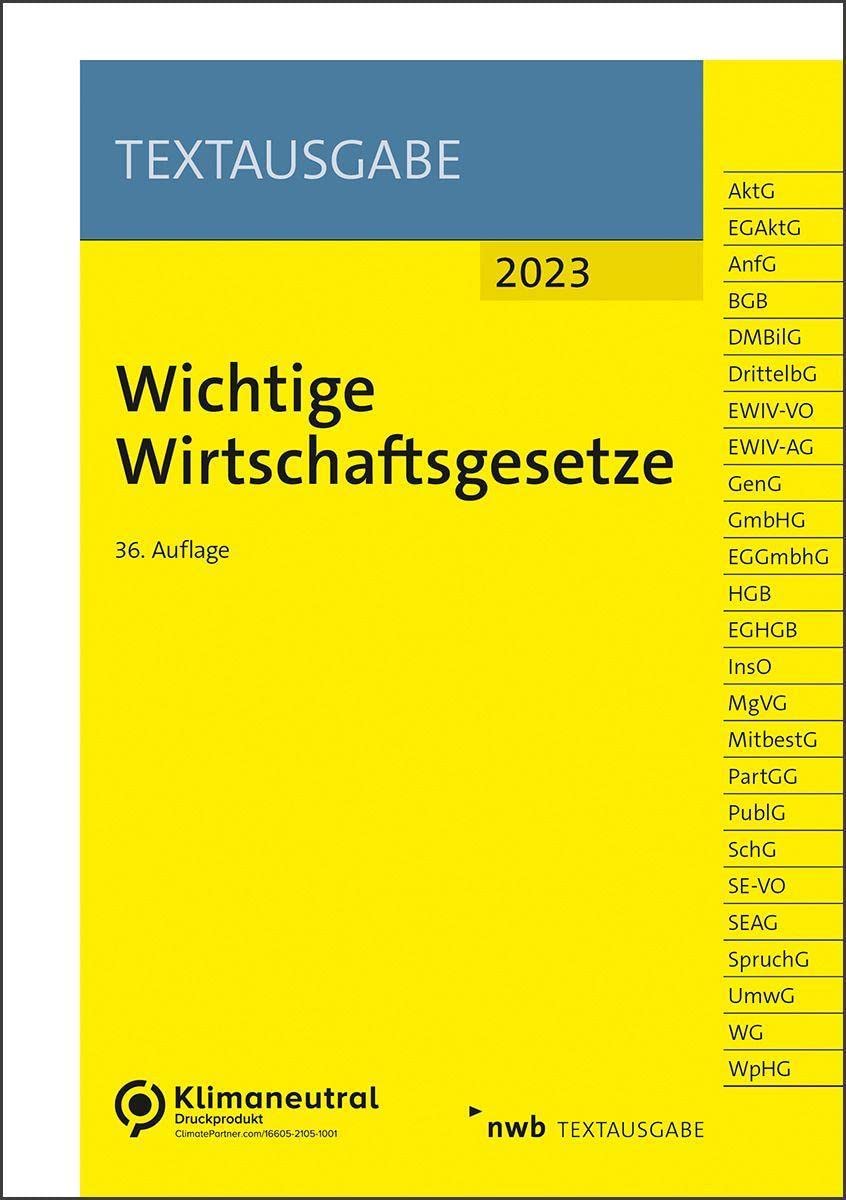 Wichtige Wirtschaftsgesetze Law