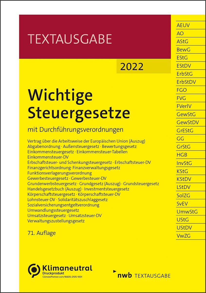 Wichtige Steuergesetze Law