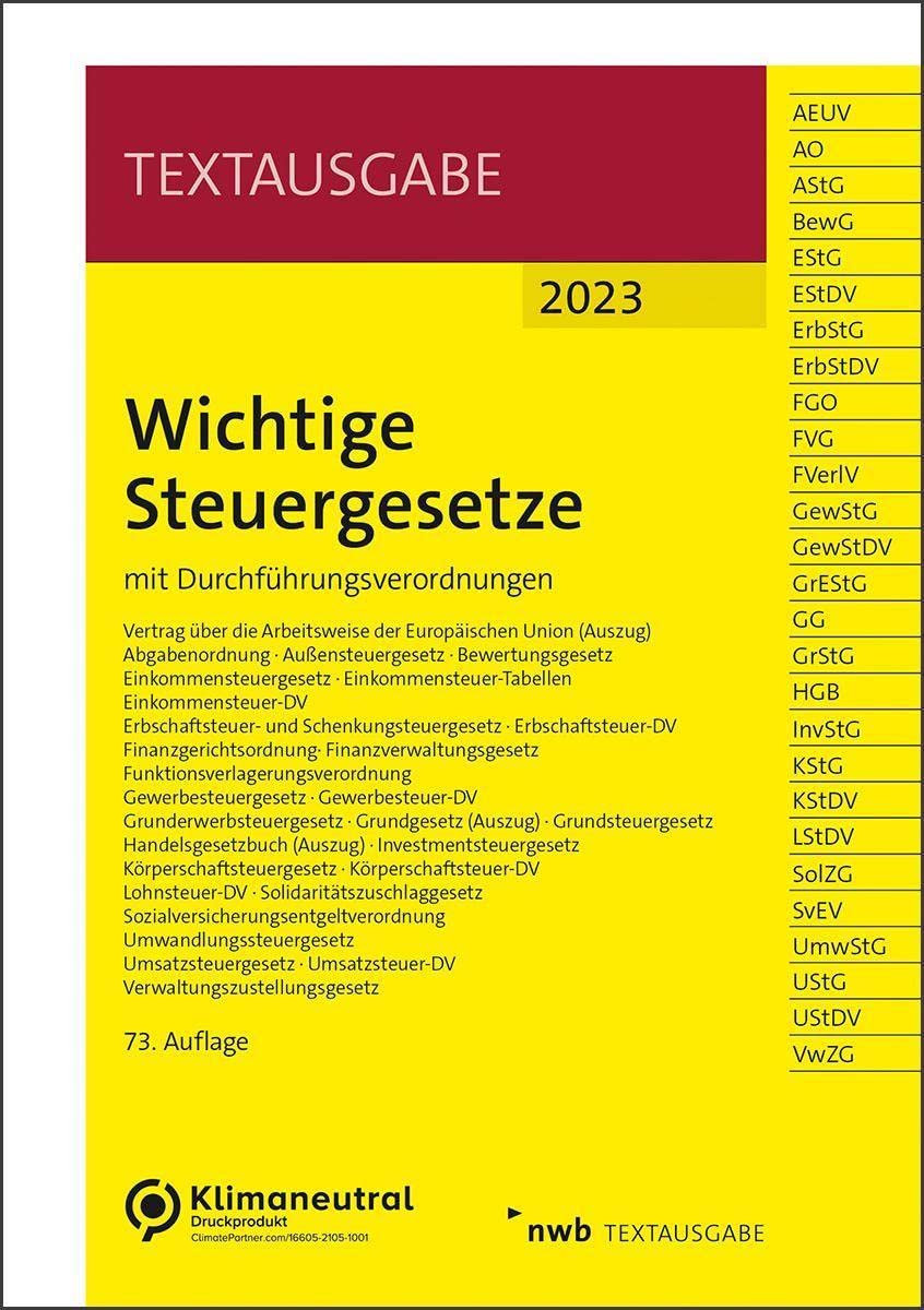 Wichtige Steuergesetze Law