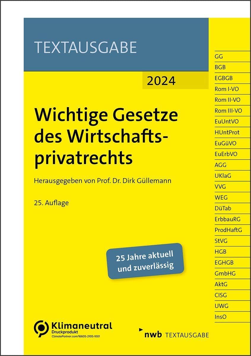 Wichtige Gesetze des Wirtschaftsprivatrechts Law