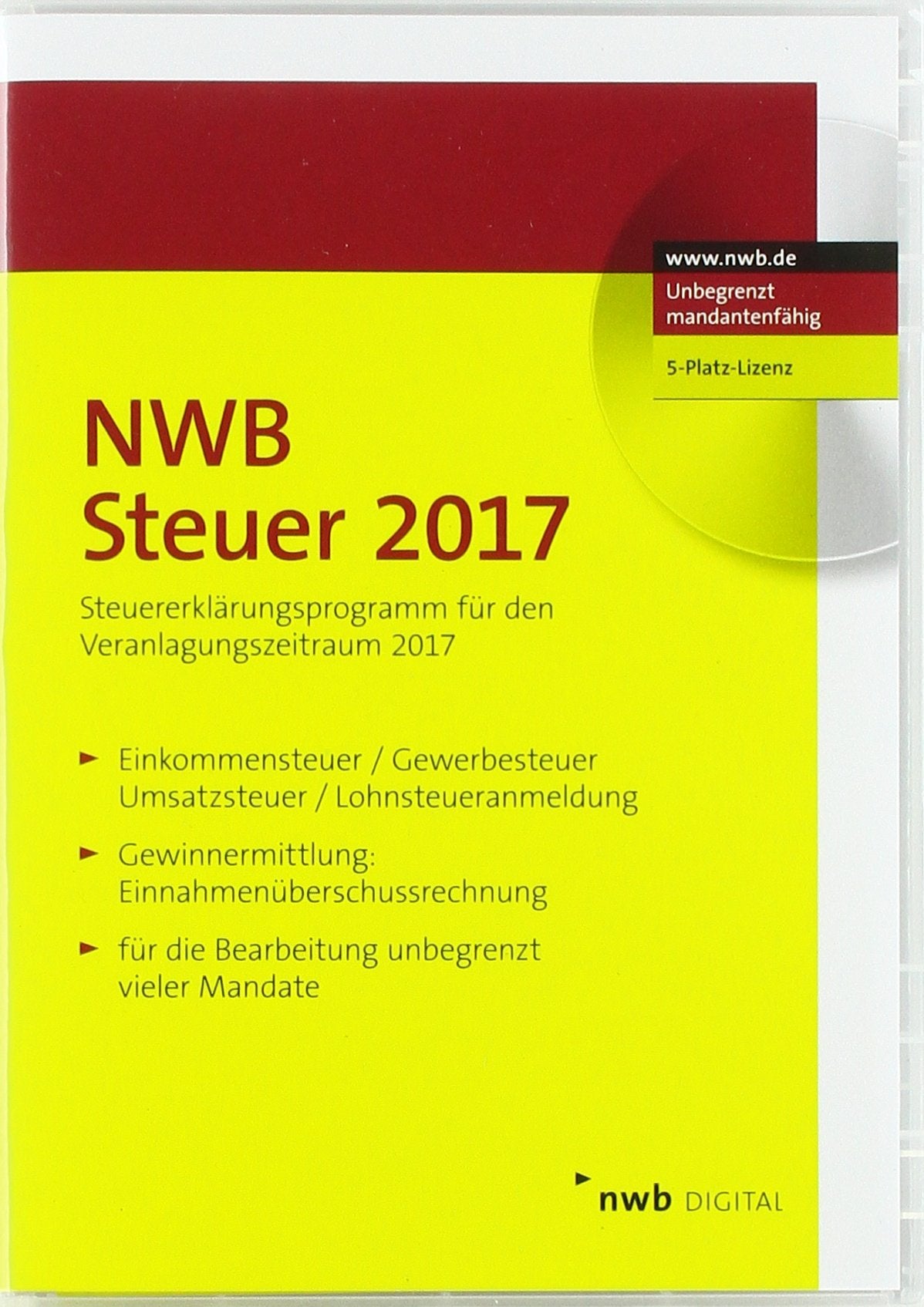 NWB Steuer 2017 - 5-Platz-Lizenz: Steuererklärungs- und Berechnungsprogramm für den Veranlagungszeitraum 2017 Law