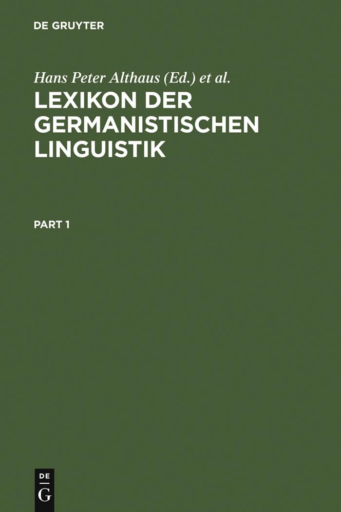 Lexikon der Germanistischen Linguistik Social Sciences