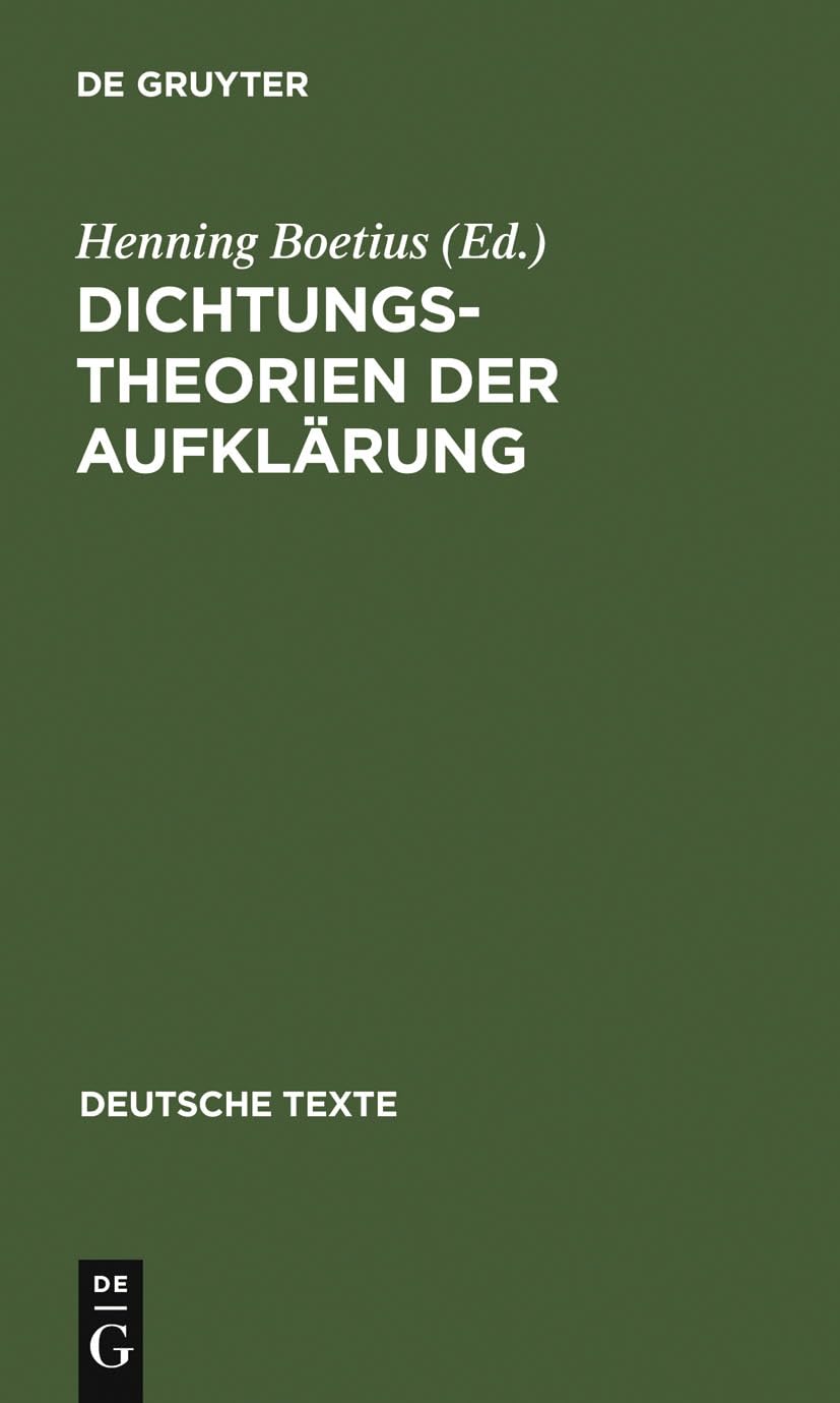 Dichtungstheorien der Aufklärung (Deutsche Texte, 19, Band 19) Contemporary literature