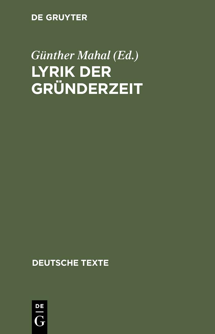 Lyrik der Gründerzeit (Deutsche Texte, 26, Band 26) Poetry