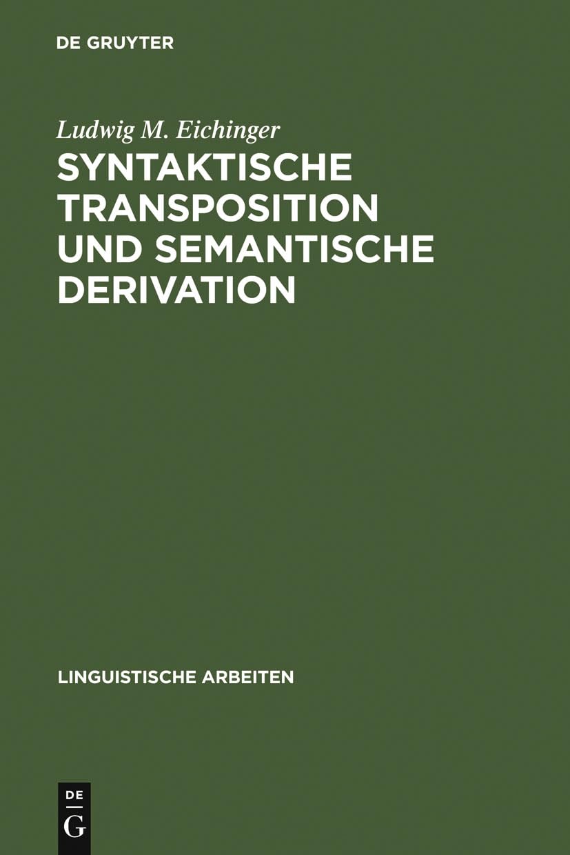 Syntaktische Transposition und semantische Derivation book