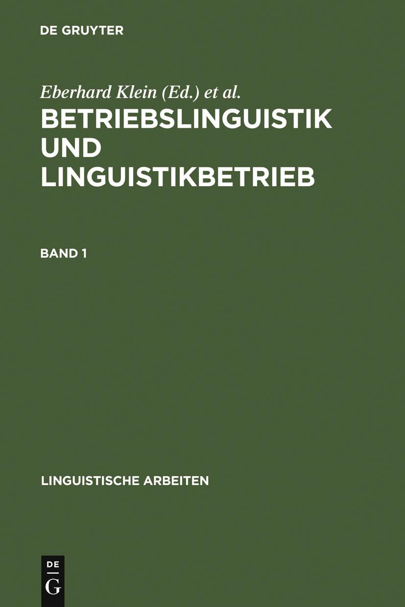 Betriebslinguistik und Linguistikbetrieb book