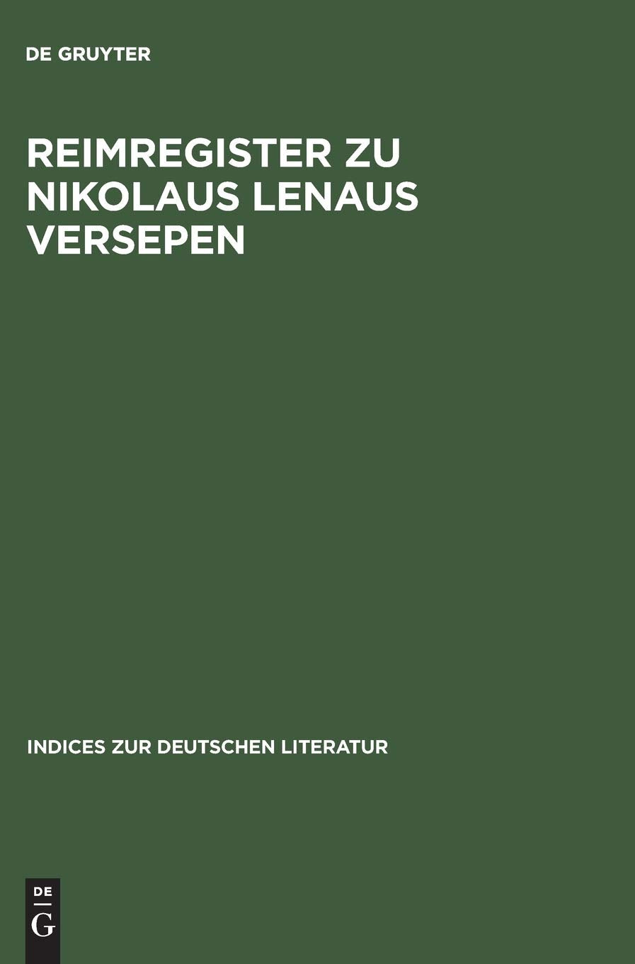 Reimregister zu Nikolaus Lenaus Versepen Contemporary literature