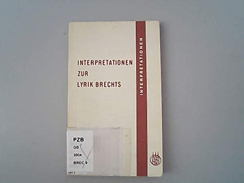 Interpretationen zur Lyrik Brechts Study Guides