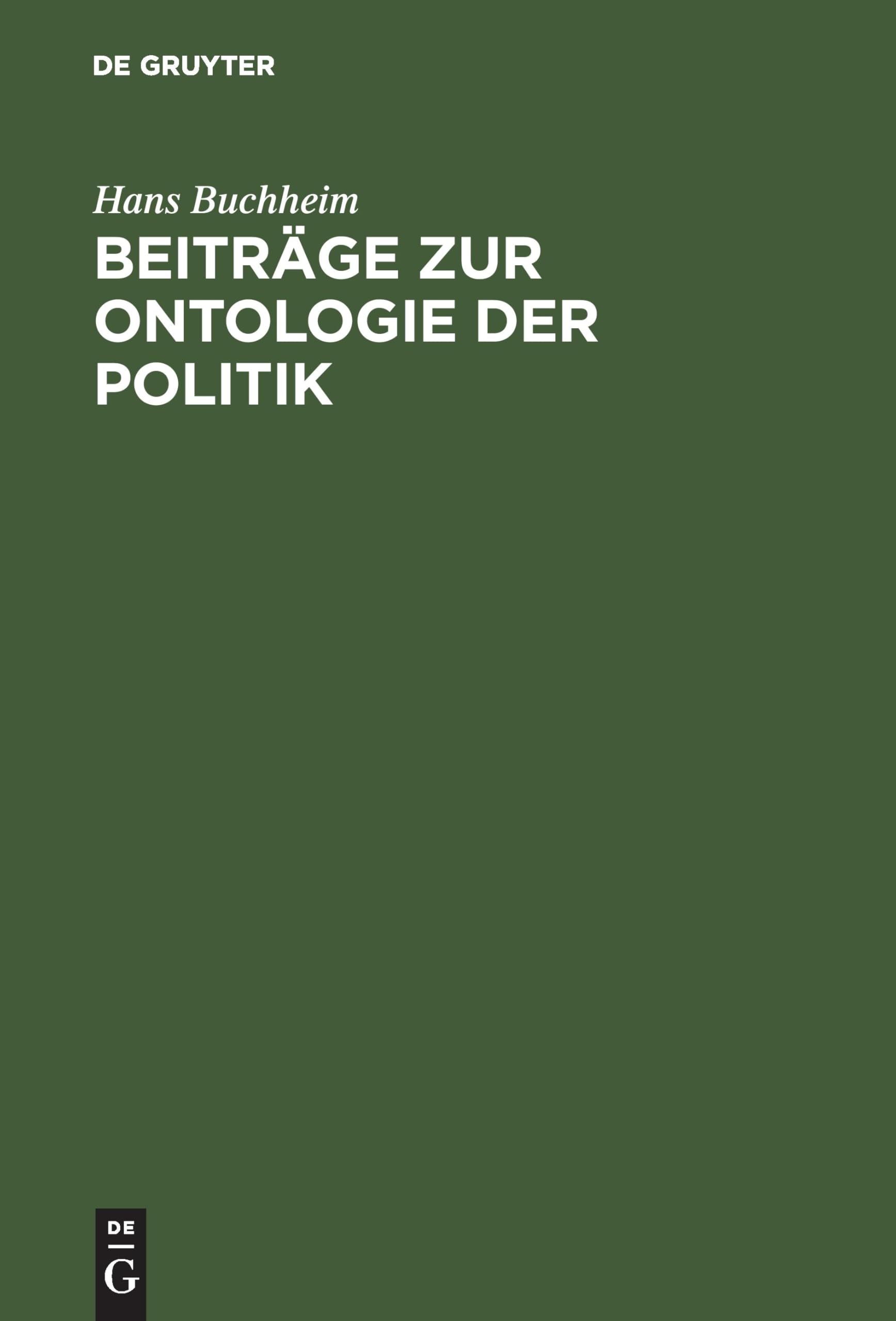 Beiträge zur Ontologie der Politik Social Sciences