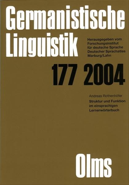 Struktur Und Funktion Im Einsprachigen Lernerworterbuch: Pt. 177/04: Das "De Gruyter Worterbuch Deutsch Als Fremdsprache" Und "Langenscheidts Grossworterbuch Deutsch Als Fremdsprache" Im Vergleich. book