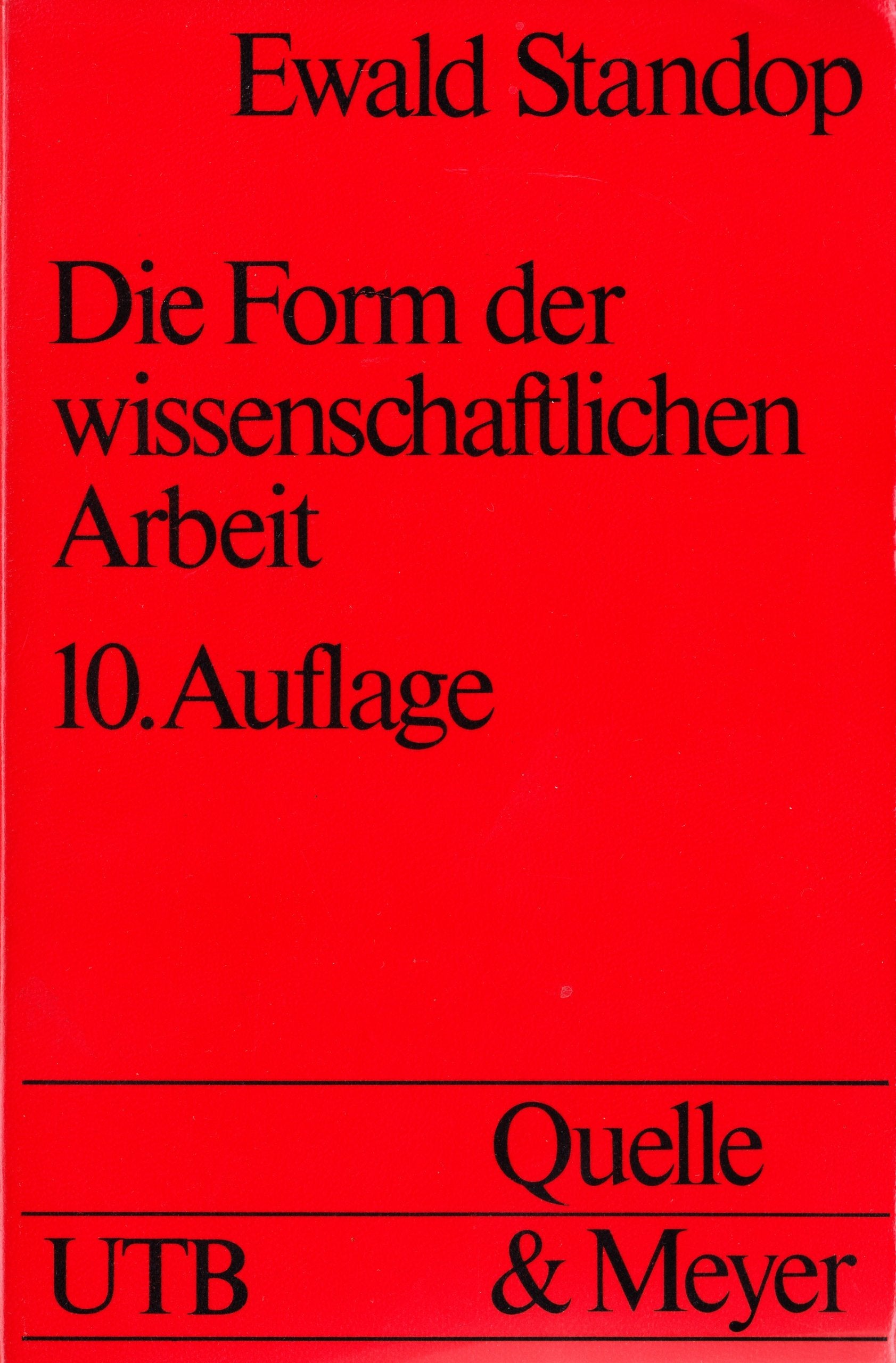 Die Form der wissenschaftlichen Arbeit. (UTB S (Small-Format): Uni-Taschenbücher) Film, Art & Culture