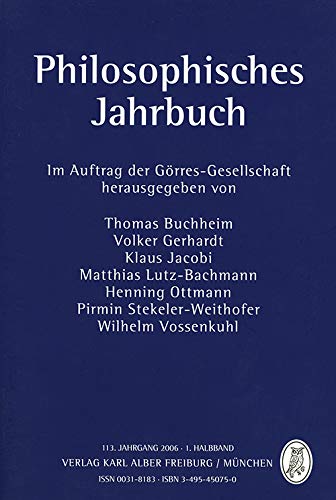 Philosophisches Jahrbuch: 113. Jahrgang 2006 - 1. Halbband Philosophy