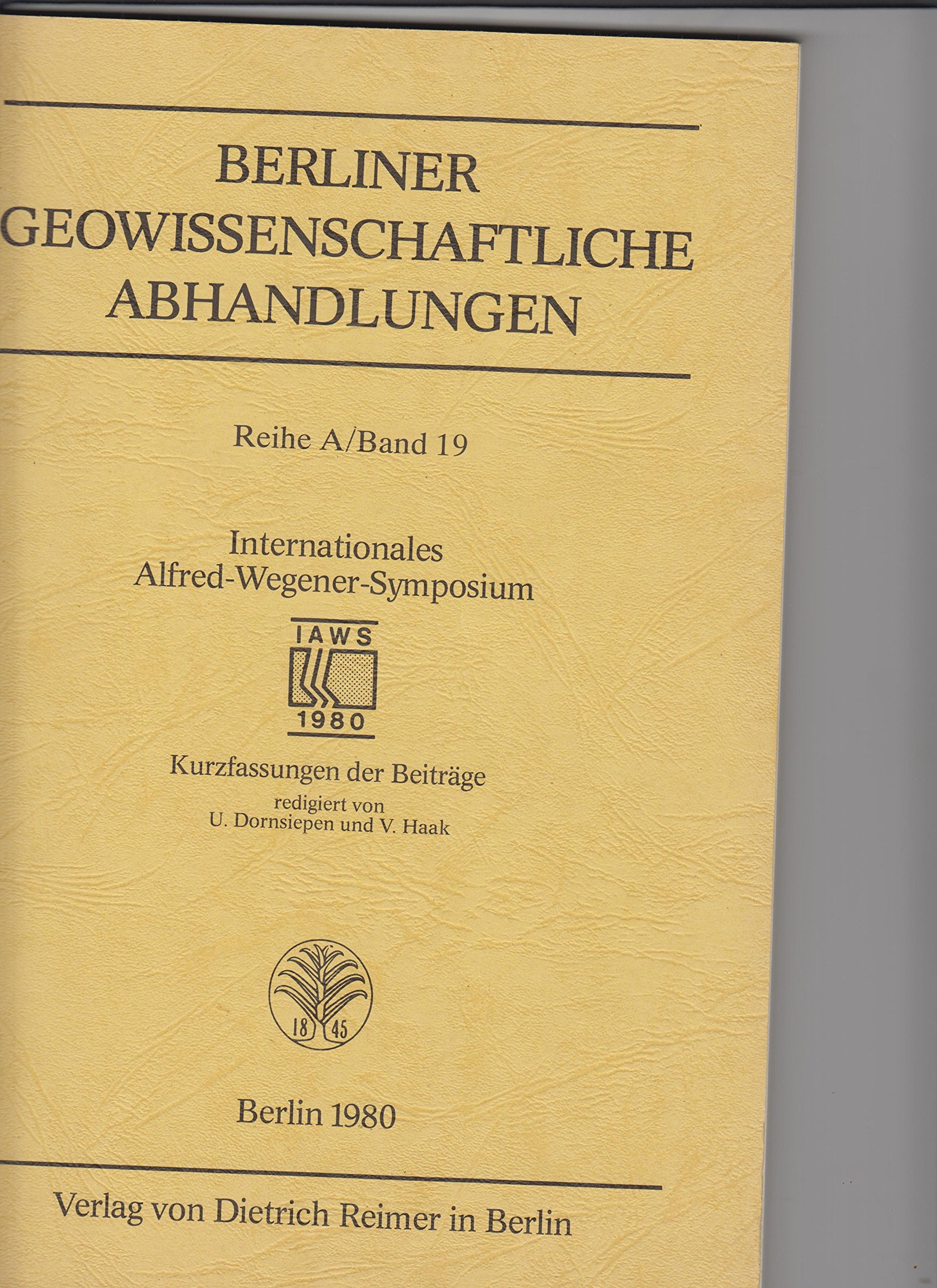 Internationales Alfred-Wegener-Symposium. Kurzfassung der Beiträge Books