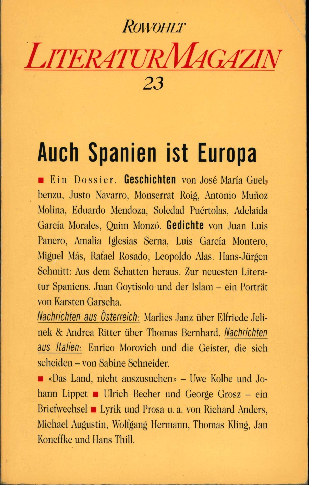 Literaturmagazin 23: Auch Spanien ist Europa Books