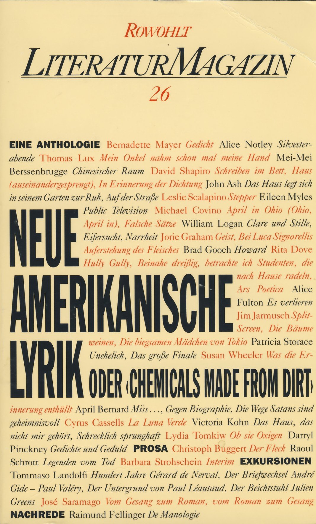 Literaturmagazin 26: Neue amerikanische Lyrik oder "Chemicals Made from Dirt" Books