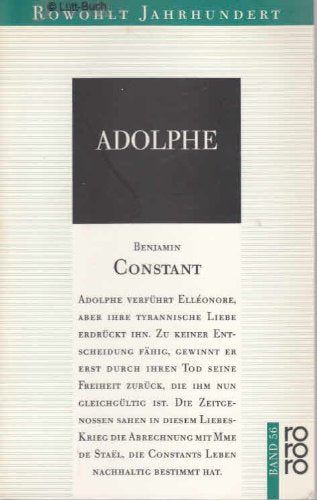Adolphe: Erzählung aus den gefundenen Papieren eines Unbekannten Contemporary literature