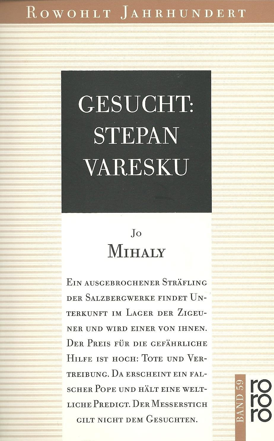 Rowohlt Jahrhundert Reihe, Band 59: Gesucht: Stephan Varesku General education