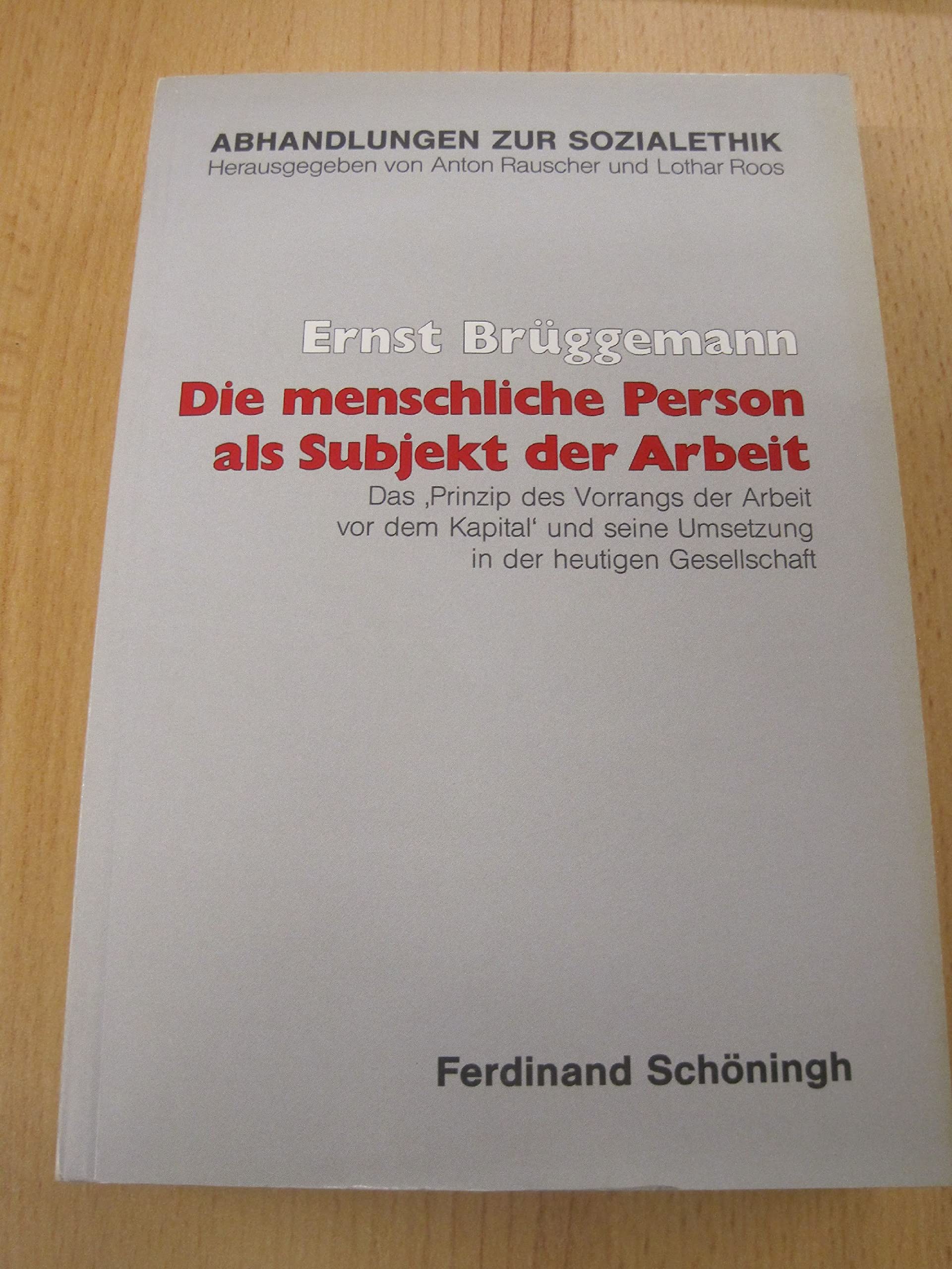Die menschliche Person als Subjekt der Arbeit: Das "Prinzip des Vorrangs der Arbeit vor dem Kapital" und seine Umsetzung in der heutigen Gesellschaft (Abhandlungen zur Sozialethik) Social Sciences