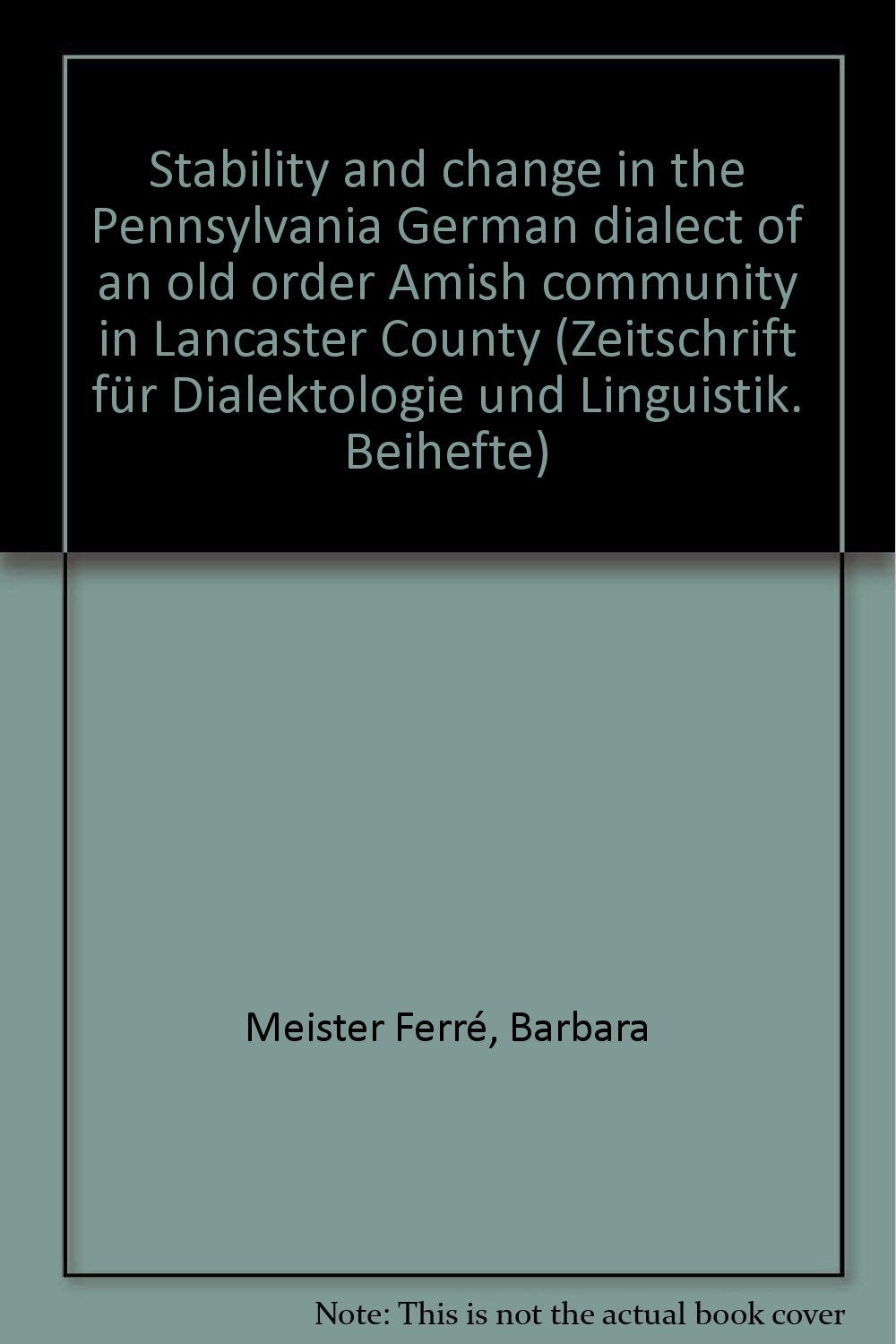 Stability and change in the Pennsylvania German dialect of an old order Amish community in Lancaster County (Zeitschrift für Dialektologie und Linguistik. Beihefte) Social Sciences