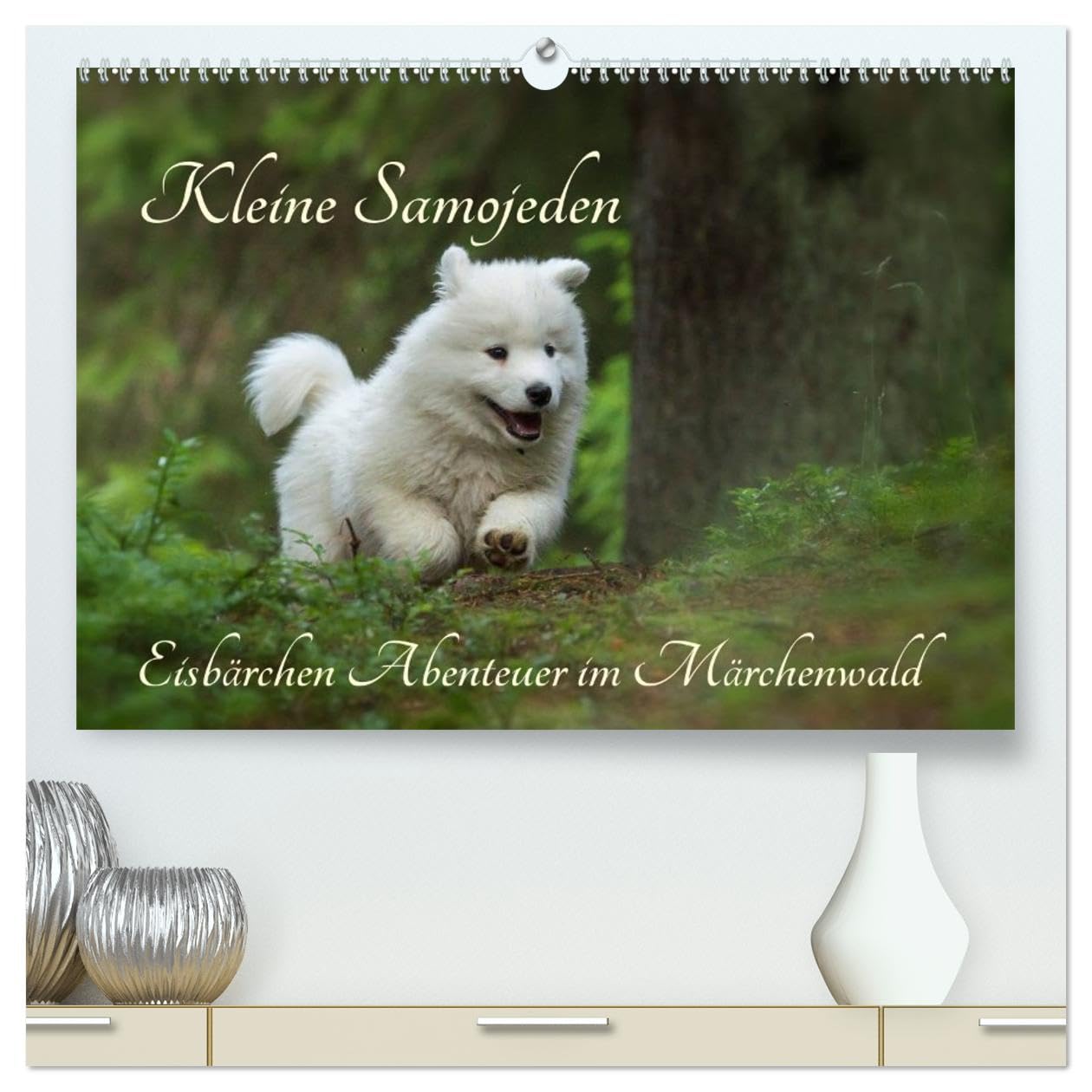 Kleine Samojeden - Eisbärchen Abenteuer im Märchenwald (hochwertiger Premium Wandkalender 2026 DIN A2 quer), Kunstdruck in Hochglanz: Stimmungsvolle ... einem geheimnisvollen Wald (CALVENDO Tiere) Pets