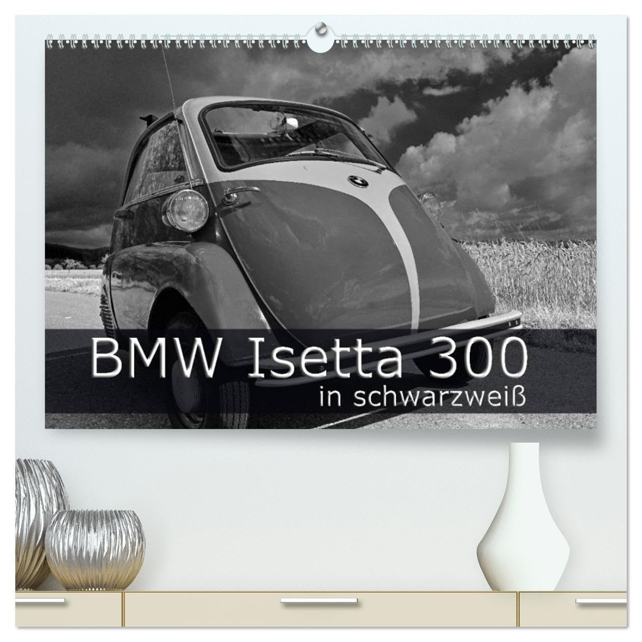 BMW Isetta 300 in schwarzweiß (hochwertiger Premium Wandkalender 2026 DIN A2 quer), Kunstdruck in Hochglanz: Ein Schlaglochsucher zum verlieben (CALVENDO Mobilitaet) Photography