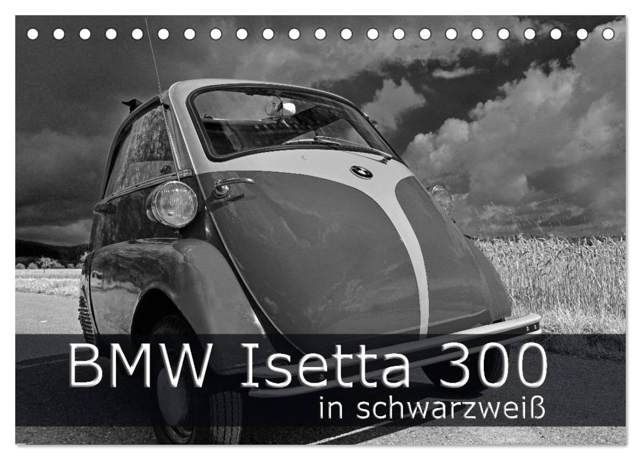 BMW Isetta 300 in schwarzweiß (Tischkalender 2026 DIN A5 quer), CALVENDO Monatskalender: Ein Schlaglochsucher zum verlieben (CALVENDO Mobilitaet) Photography