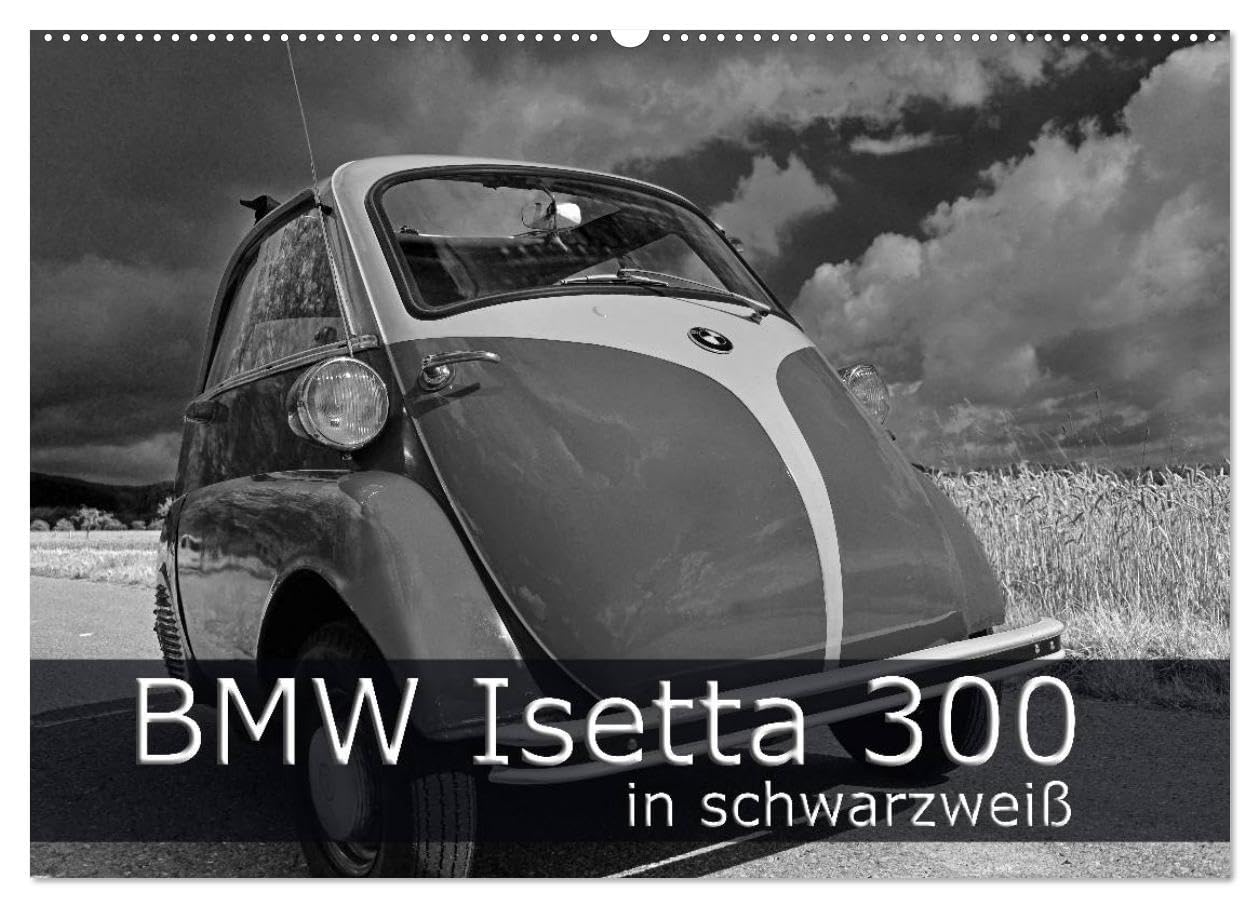 BMW Isetta 300 in schwarzweiß (Wandkalender 2026 DIN A2 quer), CALVENDO Monatskalender: Ein Schlaglochsucher zum verlieben (CALVENDO Mobilitaet) Photography
